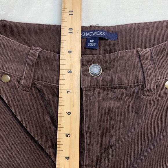 CHADWICKS Brown Corduroy Straight Leg Pants Womens Size 6 Petite Stretch Casual - Picture 7 of 9